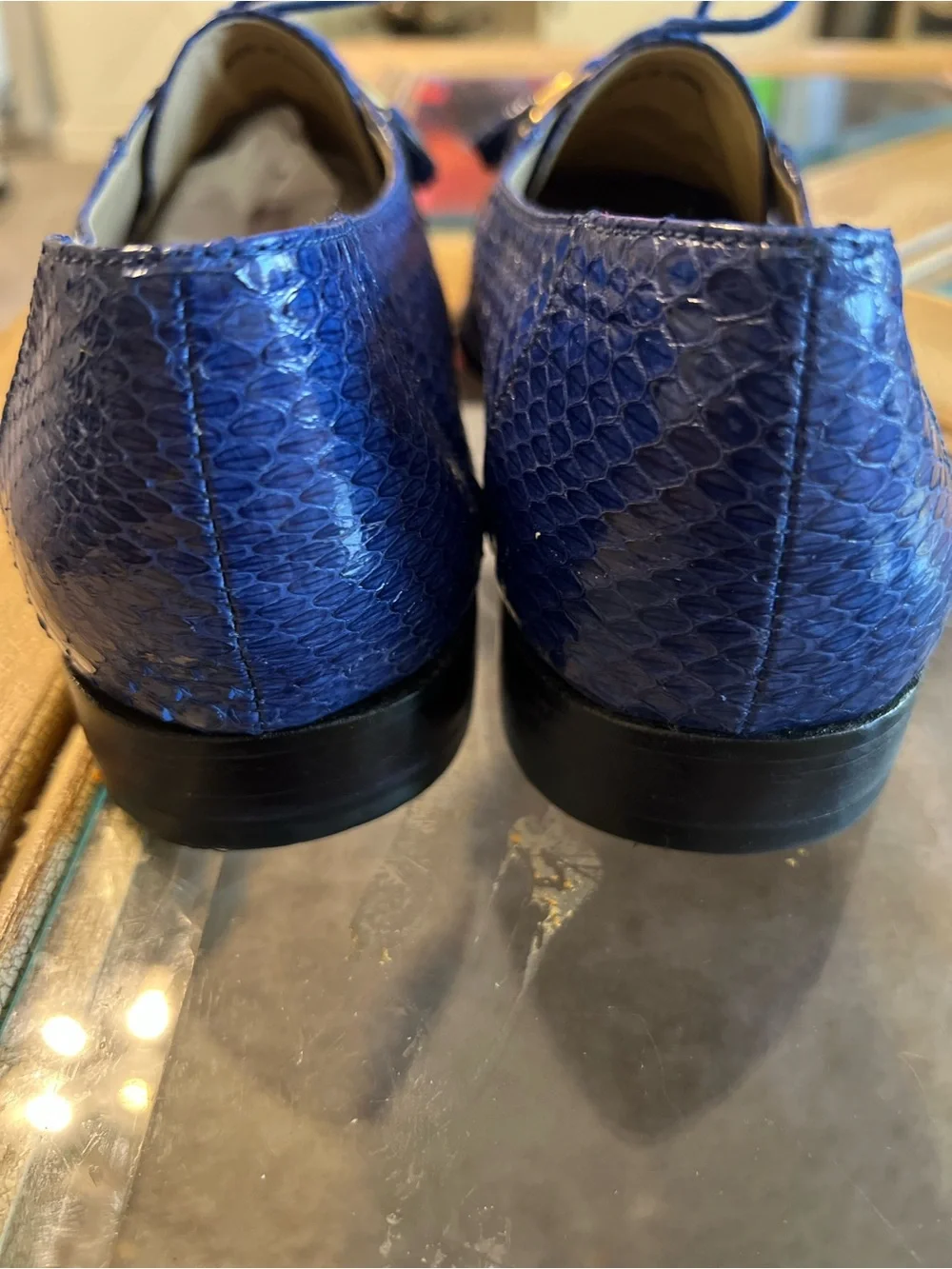 Giorgio Brutini Genuine  Snakeskin Blue Exotic Derby Men’s Dress Shoes 9M